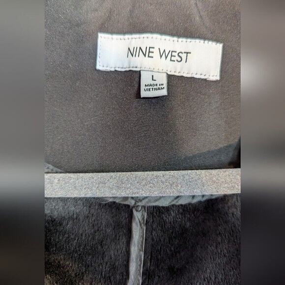 Nine West Women’s Soft Shell Removable Hood Zip Up Trench Coat Black Size L - Picture 8 of 14